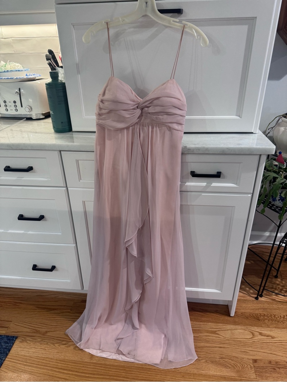 Elegant Spaghetti-Strap Chiffon Maxi Dress - Blush Pink